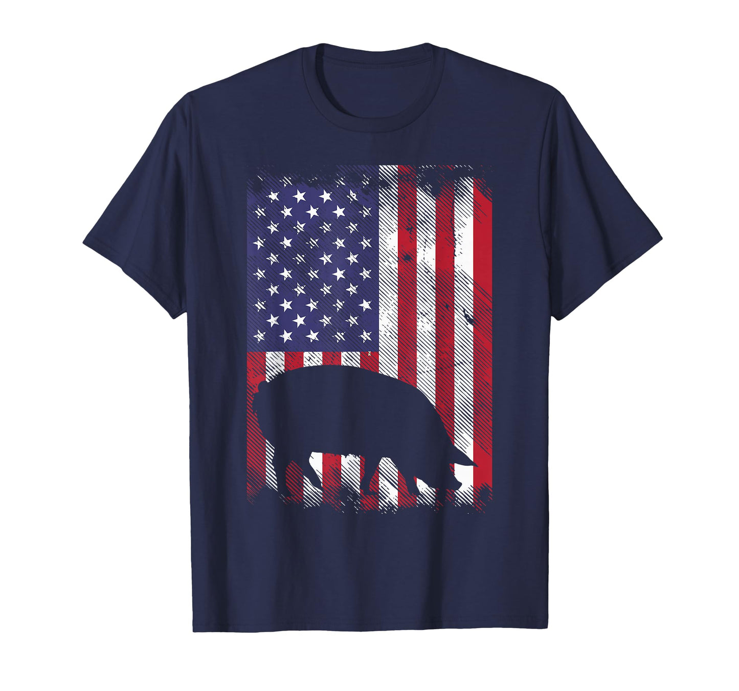 American Flag Pig Vintage Farm Animal Patriotic Farmer Gift T-Shirt Small