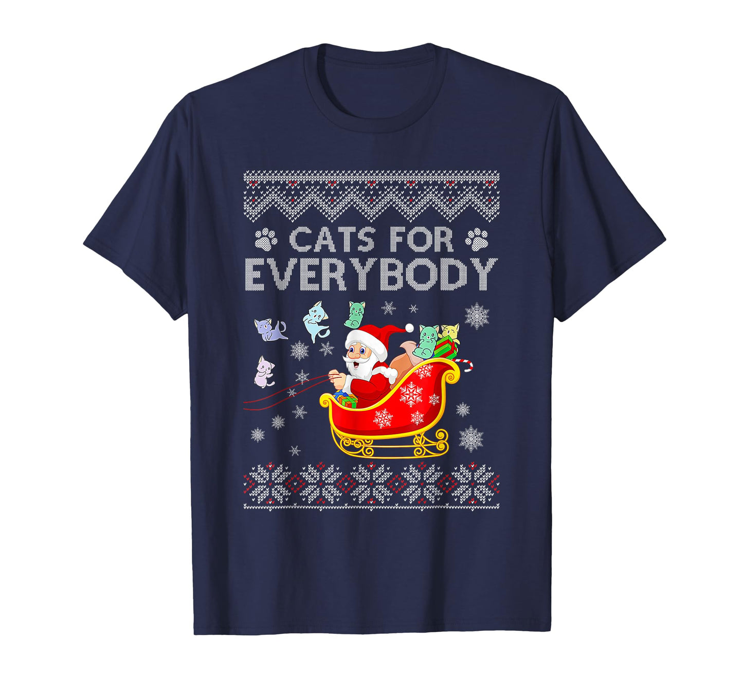 Retro Christmas Cat Santa Cat Lover Xmas Cats for Everybody T-Shirt