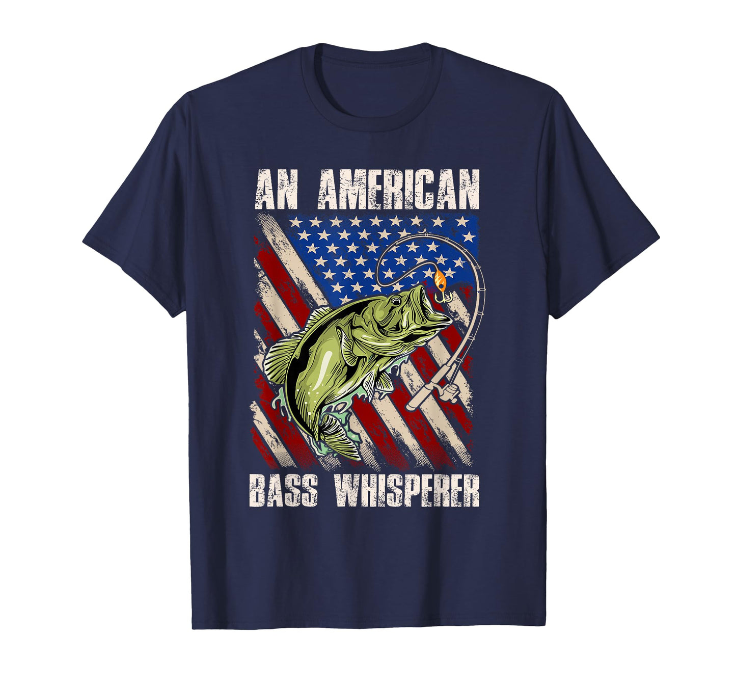 American Flag Bass Whisperer Fisherman T-Shirt