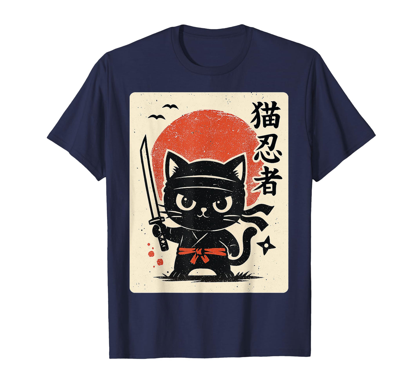 Cute Samurai Ninja Cat Warrior Japanese Anime Gifts Funny T-Shirt