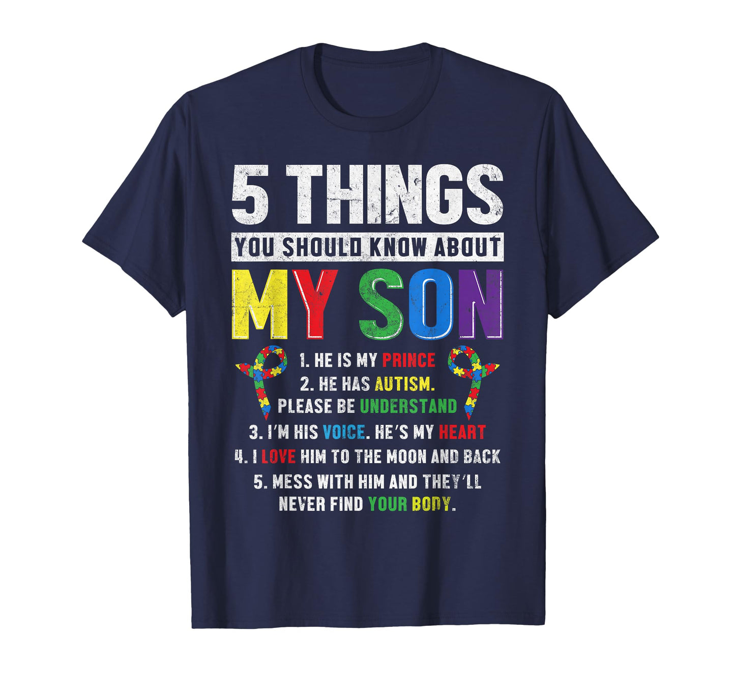 Autism Awareness Support Autistic Child Son Kids for Mom Dad T-Shirt