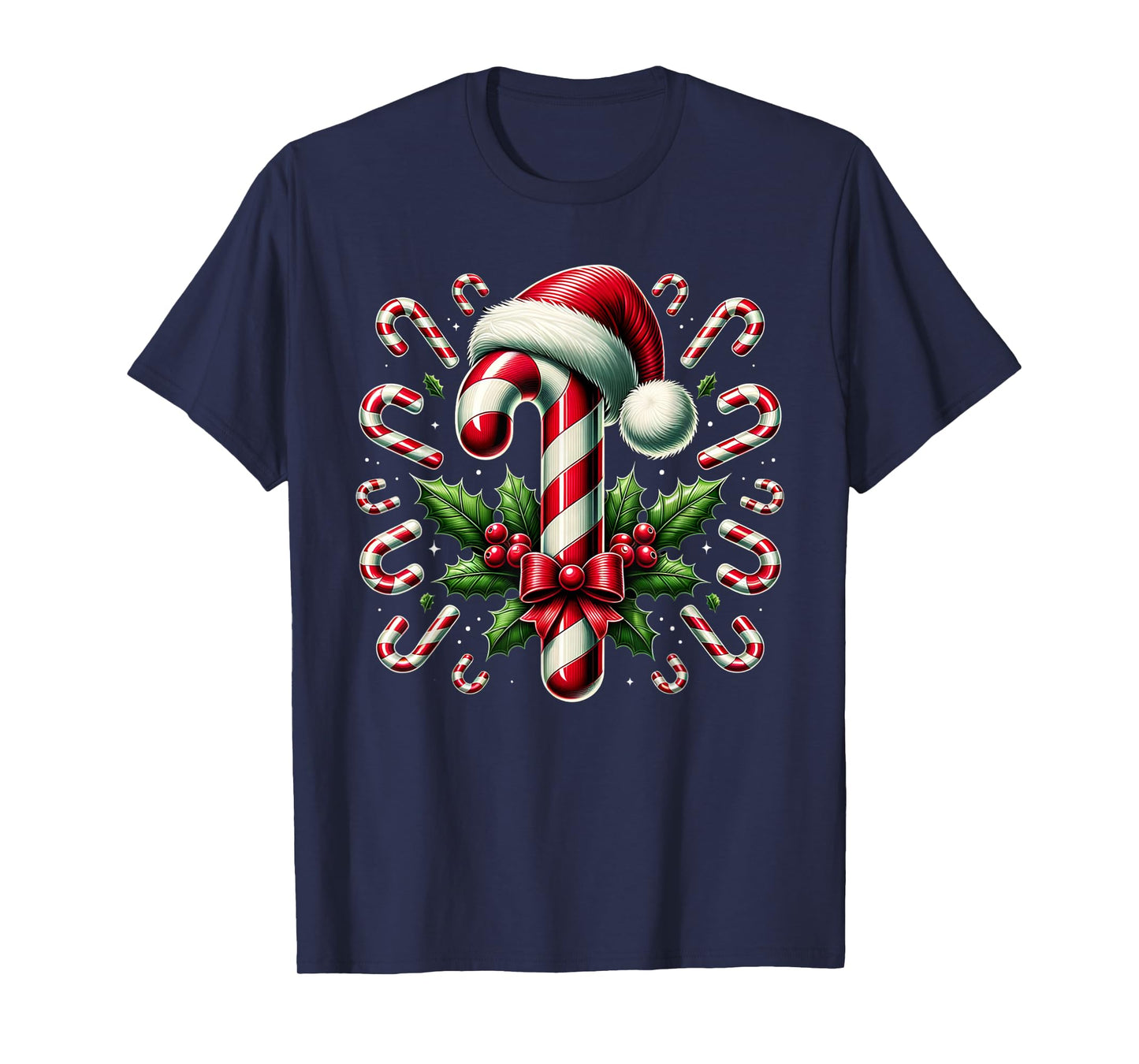Christmas Candy Cane Crew Lights Red and White Candy Costume T-Shirt