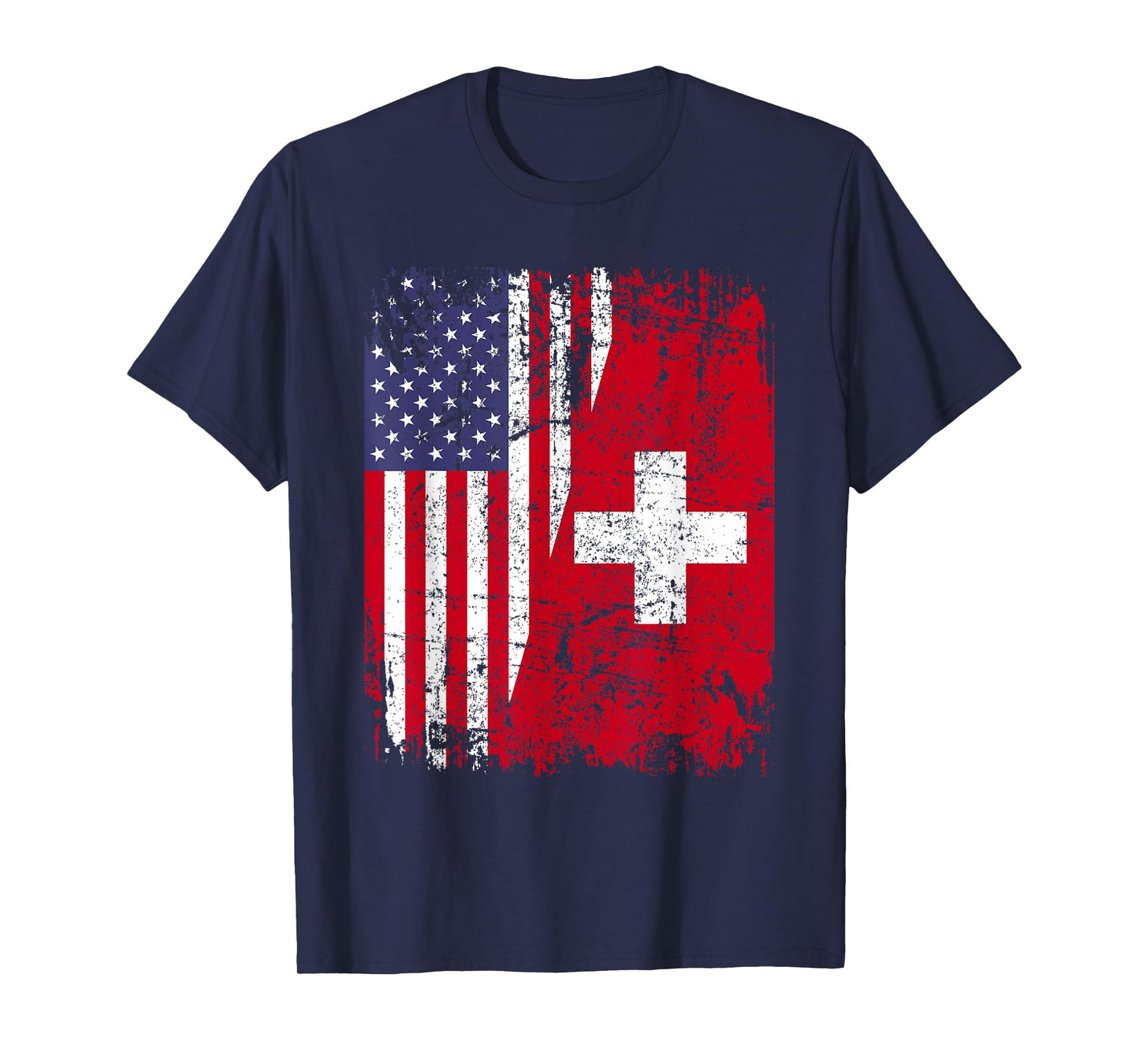 SWISS ROOTS | Half American Flag | SWITZERLAND Women Kids Men T-Shirt