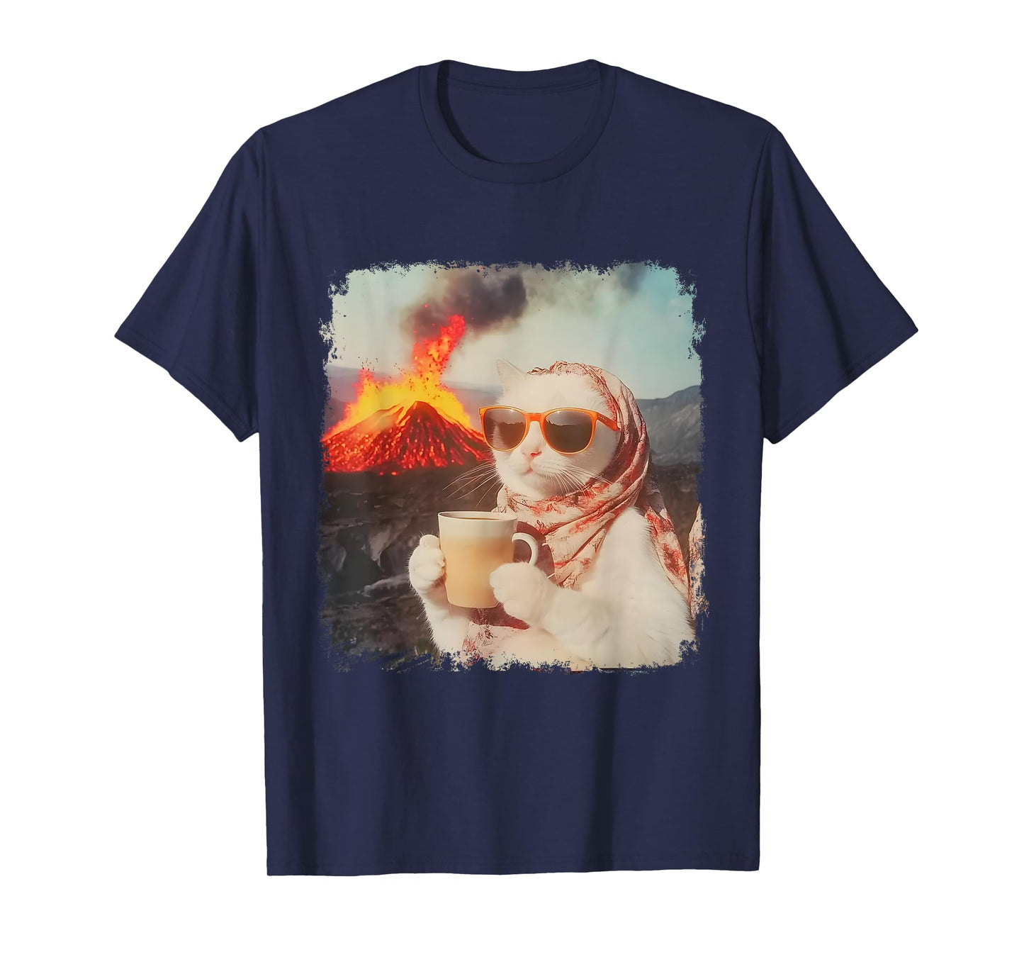 Meme I'm Just A Chill Cat Cool Cat with Coffee by Volcano T-Shirt