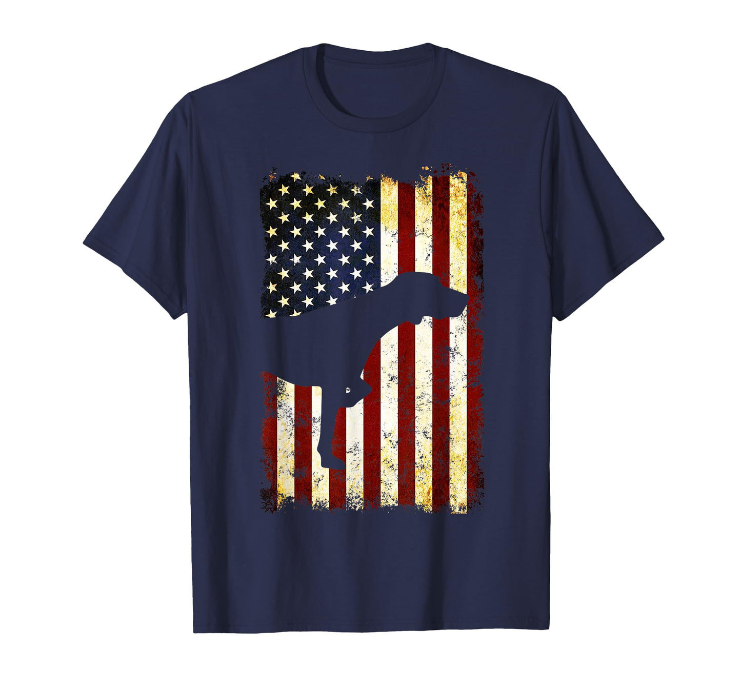 German Shorthaired Pointer Silhouette American Flag T-Shirt