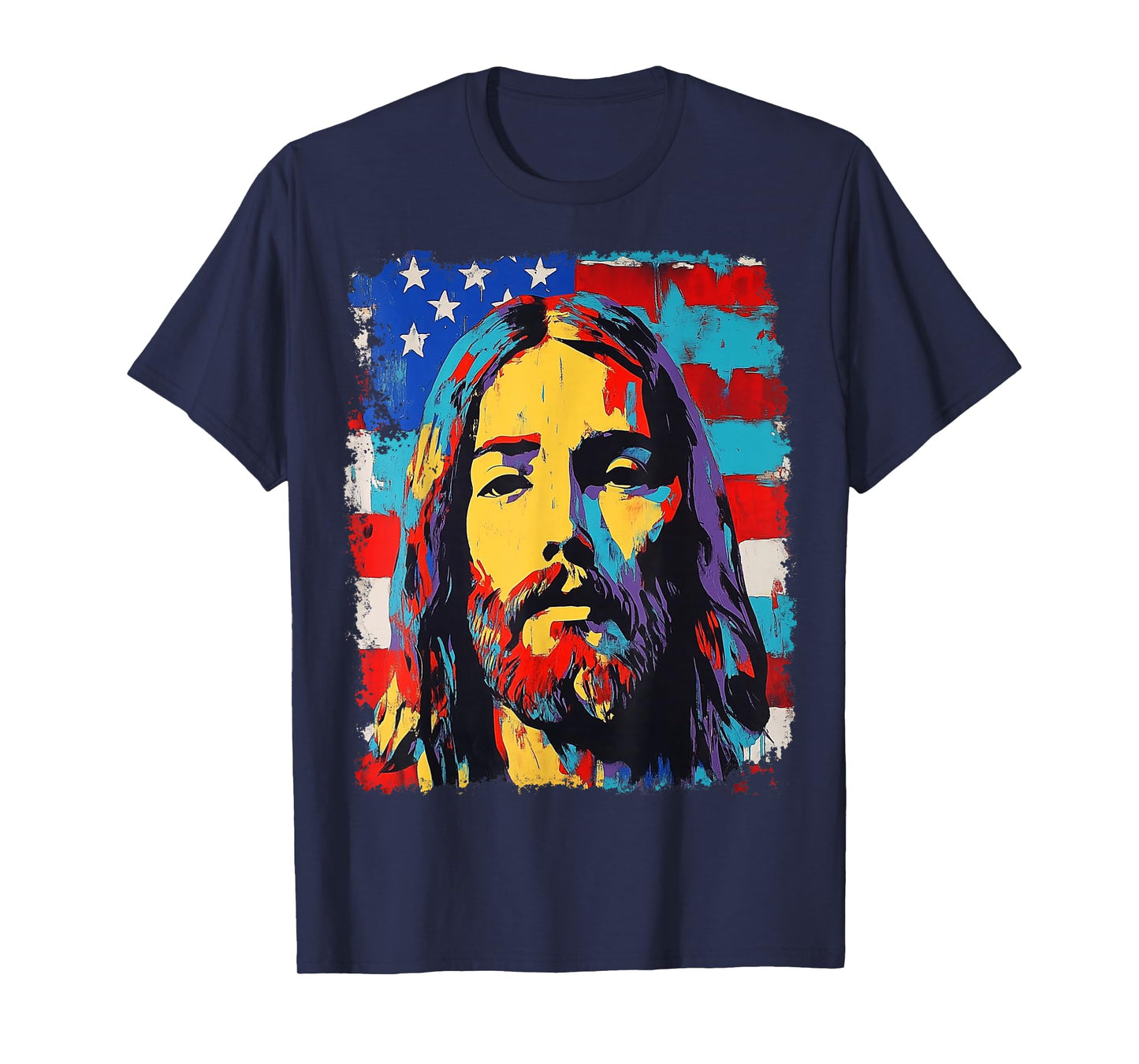 Vintage King Jesus Christ America Flag T-Shirt
