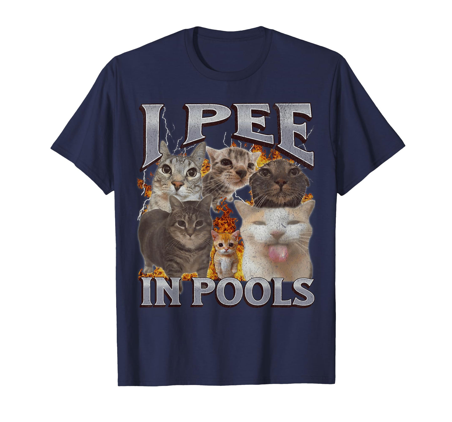 I Pee In Pools Funny Cat Meme Bootleg Graphic T-Shirt for Men Women