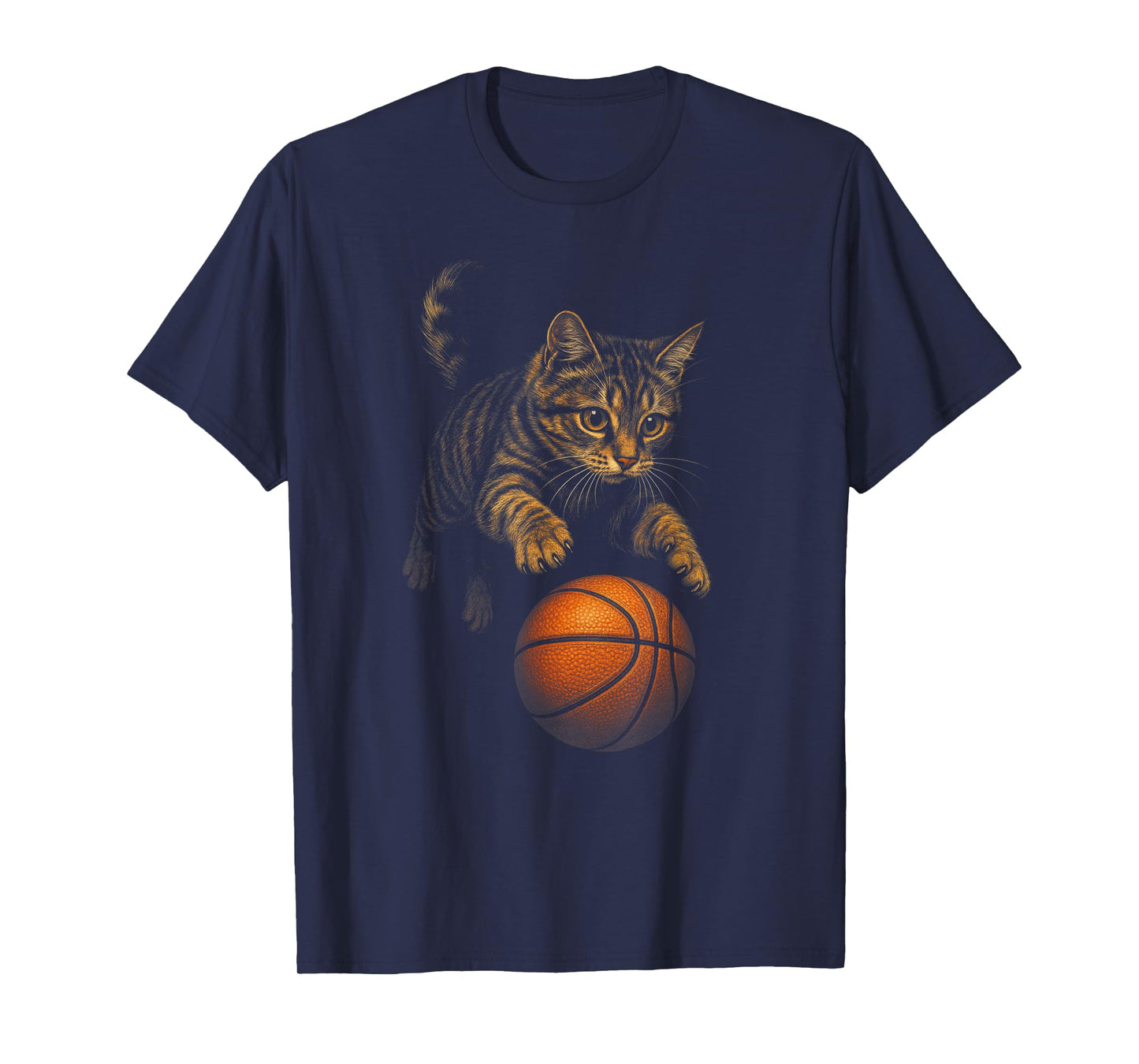 Cat Plays Basketball - Funny Kitten Sports Art T-Shirt