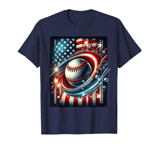 Baseball 4th Of July Men USA American Flag Patriotic Men T-Shirt