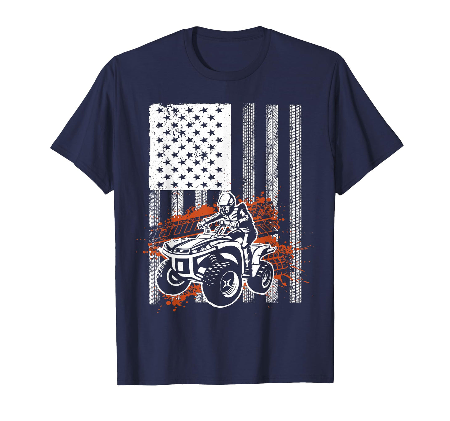 Cool ATV For Men Women Quad Racing Squad USA Flag 4 Wheeler T-Shirt