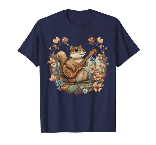Cute Cottagecore Floral Chipmunk Aesthetic Girls Graphic T-Shirt Small