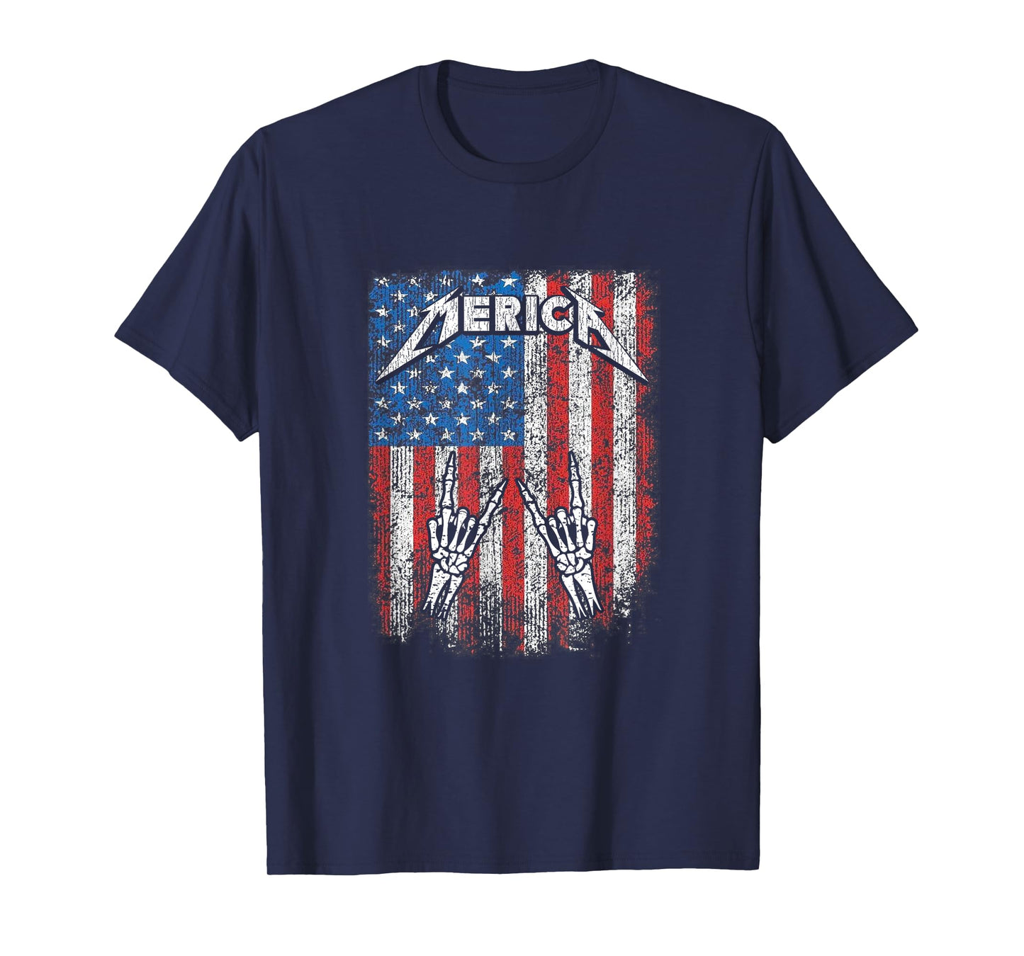 Rock Sign Heavy Metal 4th of July Us Flag Merica For Men T-Shirt