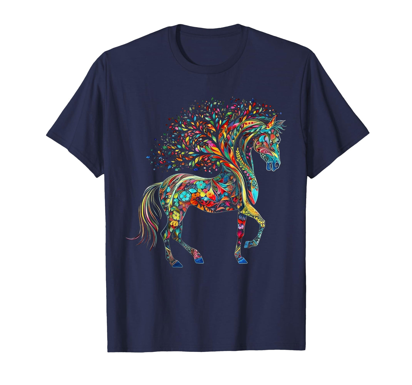 Horse Artwork Tree Colourful Animal Horse T-Shirt