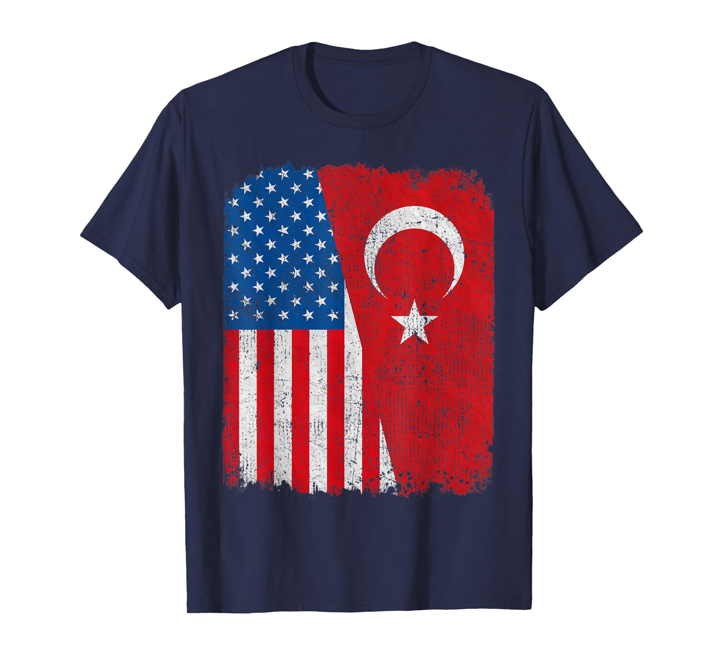 Turkish American Flag Half USA Turkey Root Proud Women Kids Men T-Shirt