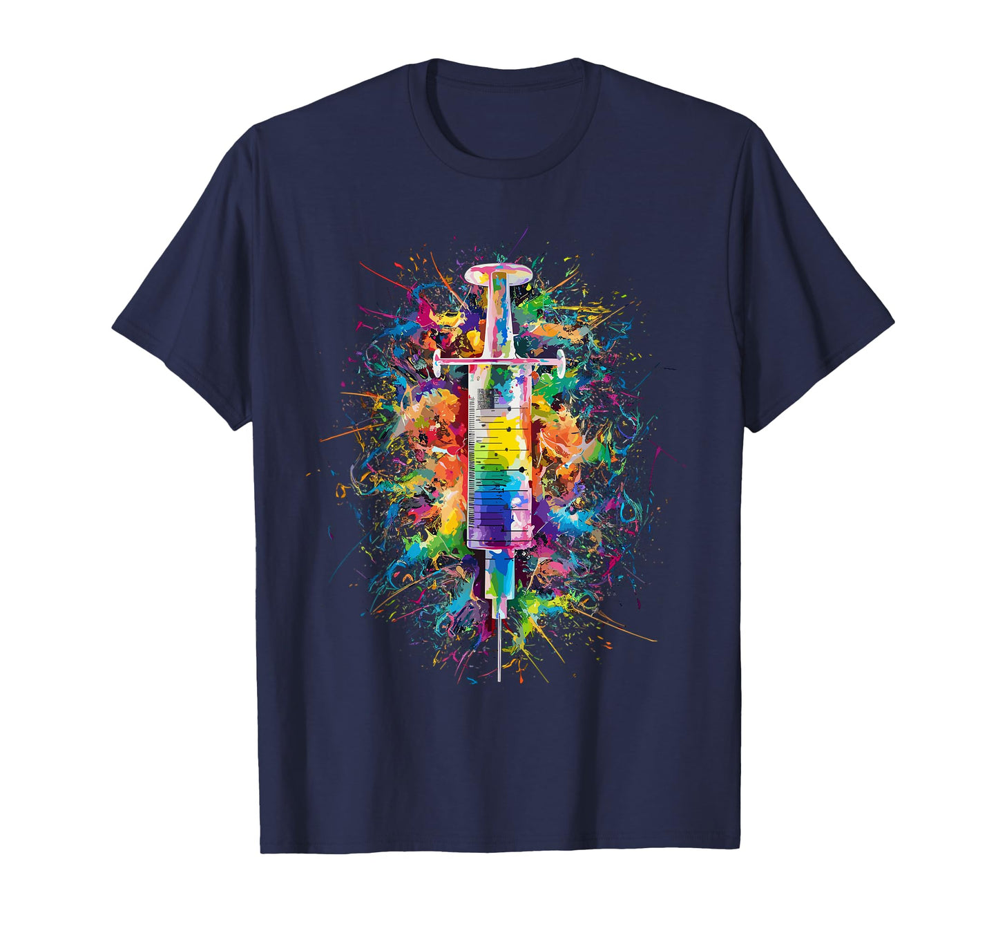 Colorful Paint Splash Syringe Art Graphic T-Shirt