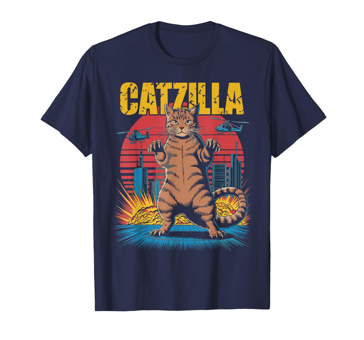 Catzilla Cat Funny Kitten Lover Japanese Art Men Women T-Shirt