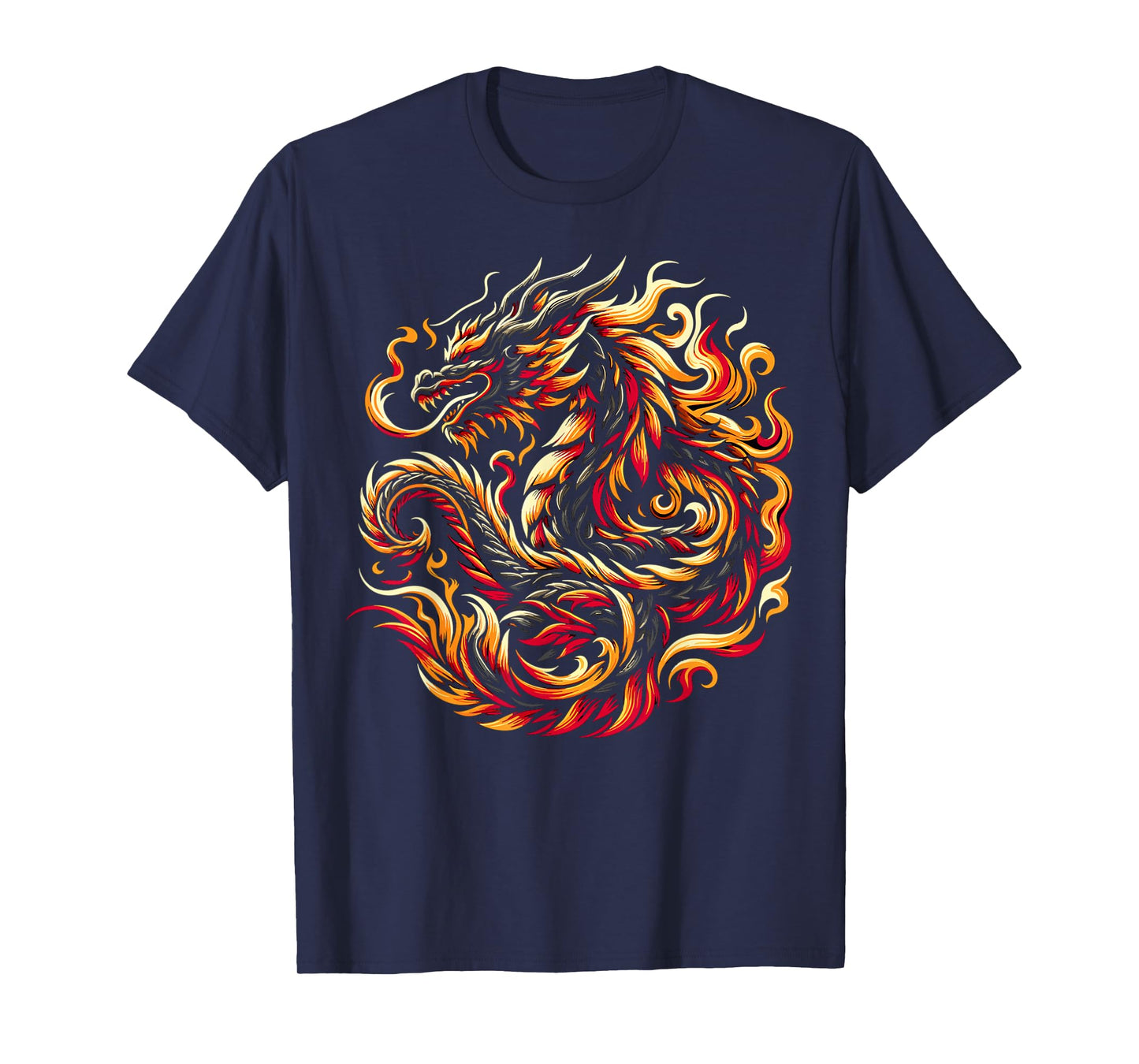 Chinese Dragon Zodiac Tribal Flames Fire Year Of The Dragon T-Shirt