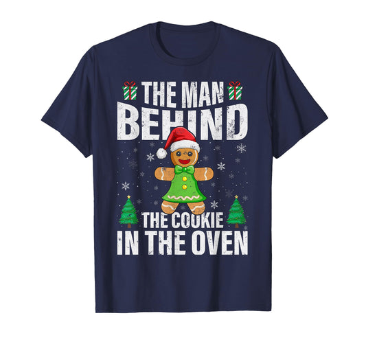 Christmas Pregnancy Man Behind Cookie Dad to Be Xmas Pajamas T-Shirt