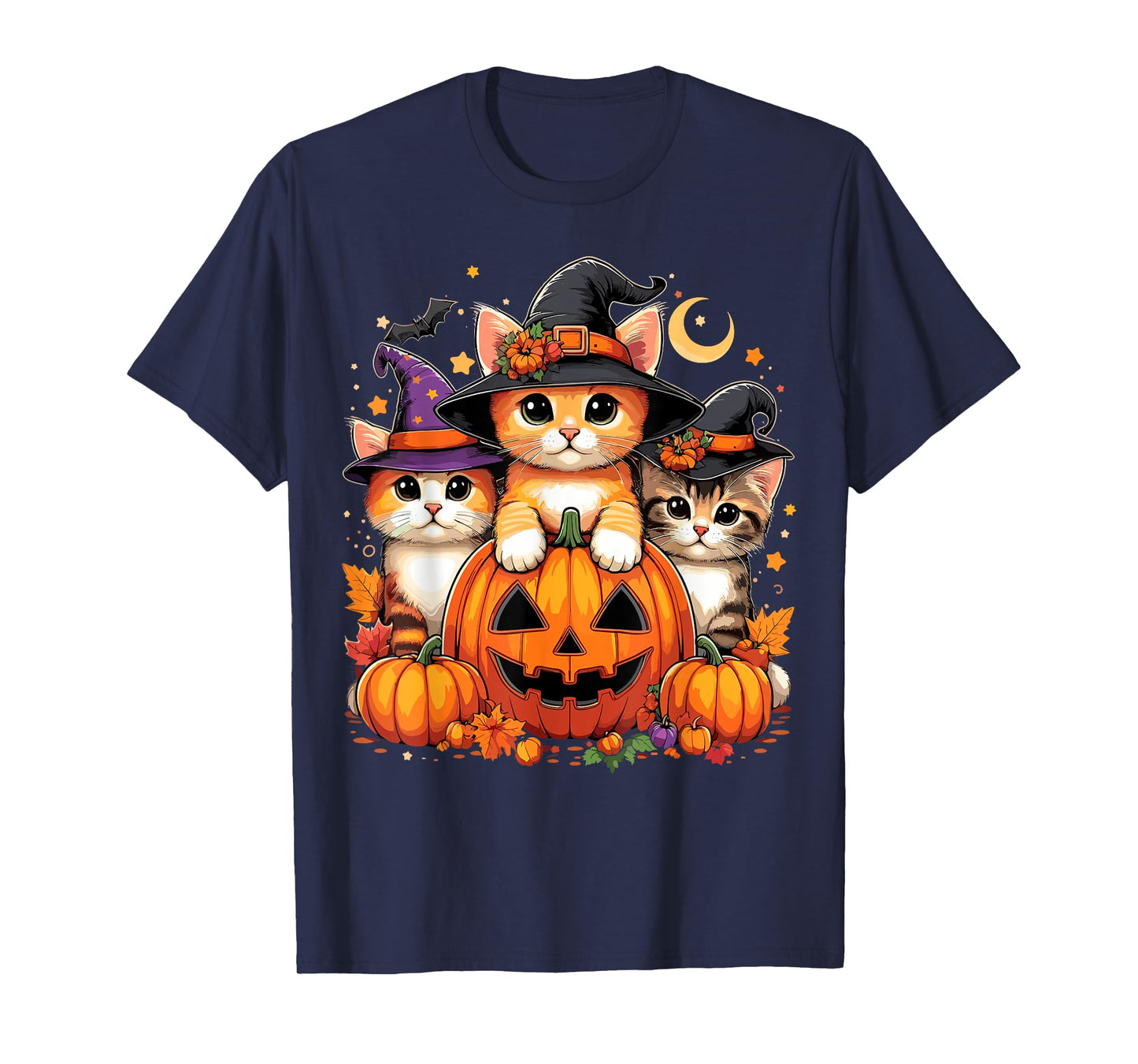 Halloween Thanksgiving Pumpkin Cute Cats T-Shirt