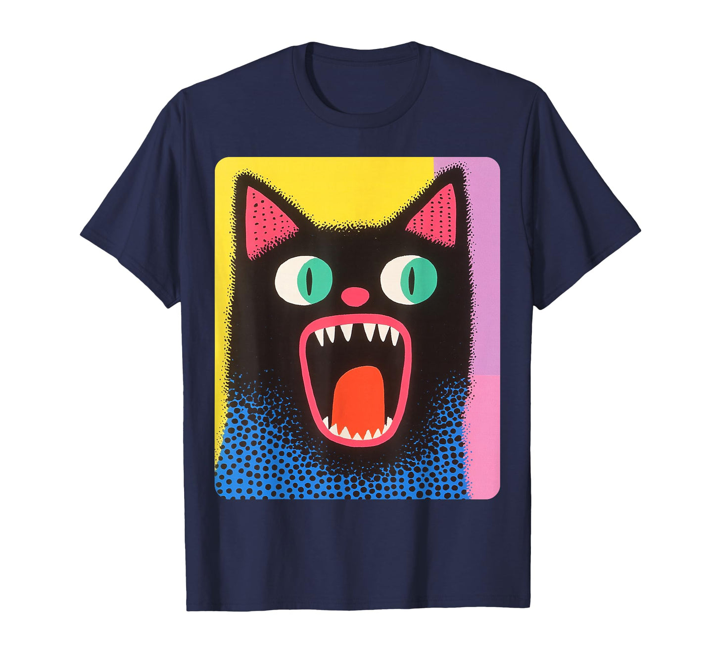 Design With A Cat On It Pop Art Cat Black T-Shirt