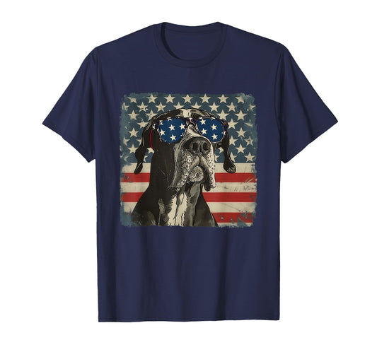 Patriotic Great Dane Dog Shirt 4th of July Women Men T-Shirt