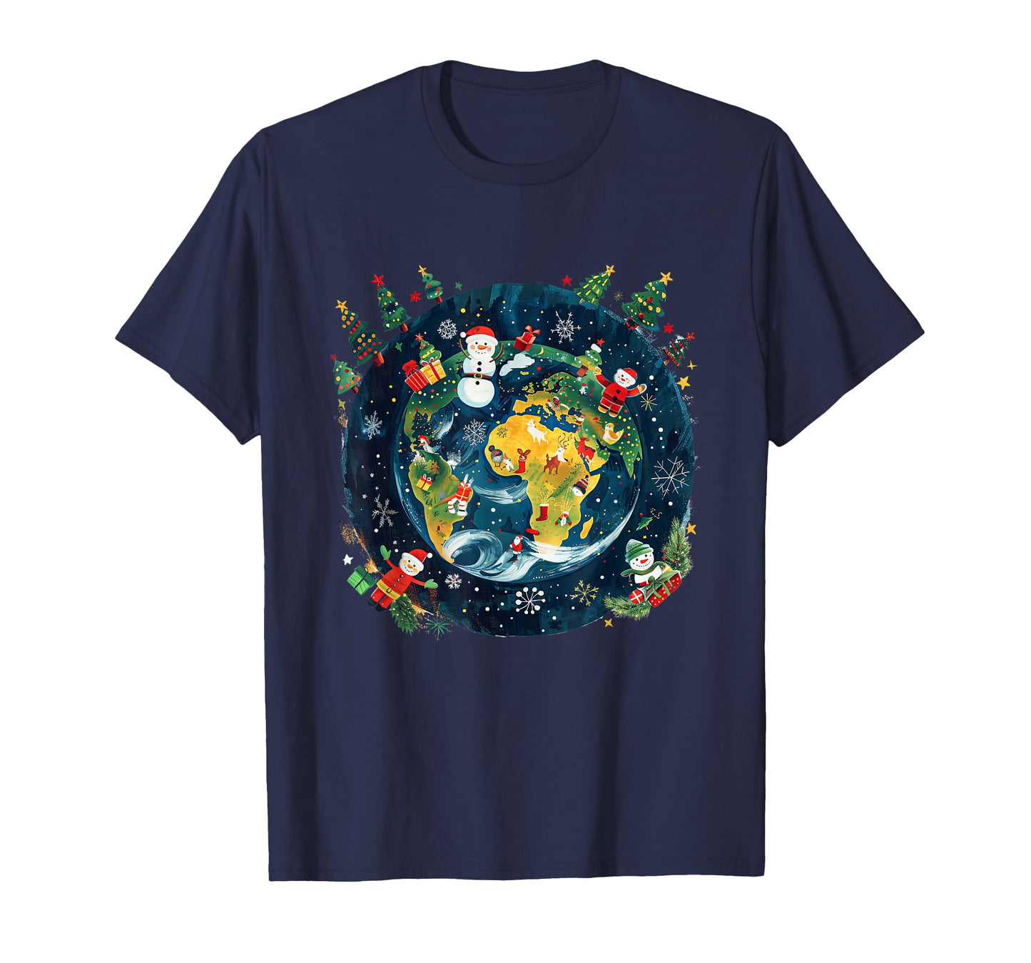 Christmas Around the World Festive Globe Design T-Shirt