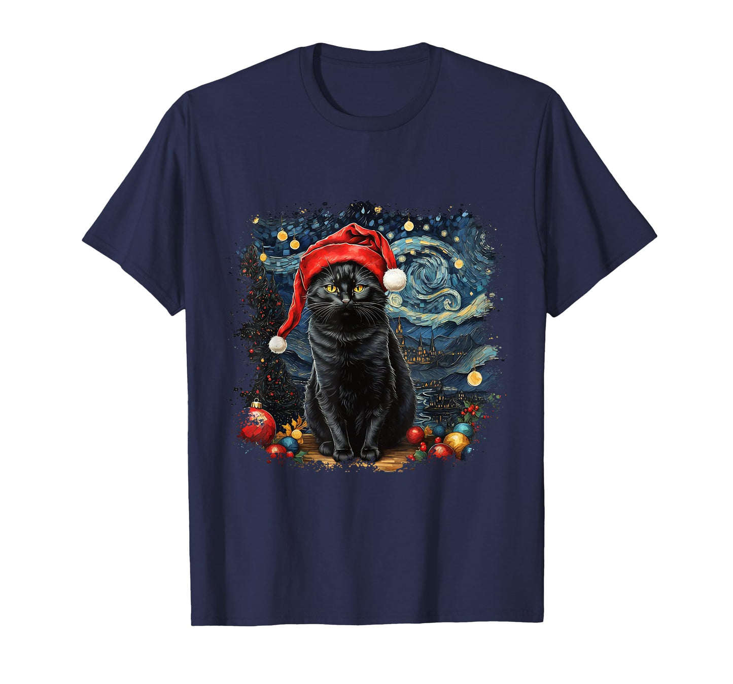 Cat Tshirt, Starry Night Cat, Womens Cat Shirt, Van Gogh Cat T-Shirt