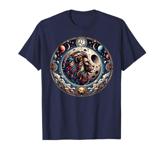 Leo Leo Lion Celestial Moon And Planets Astrology Sign T-Shirt