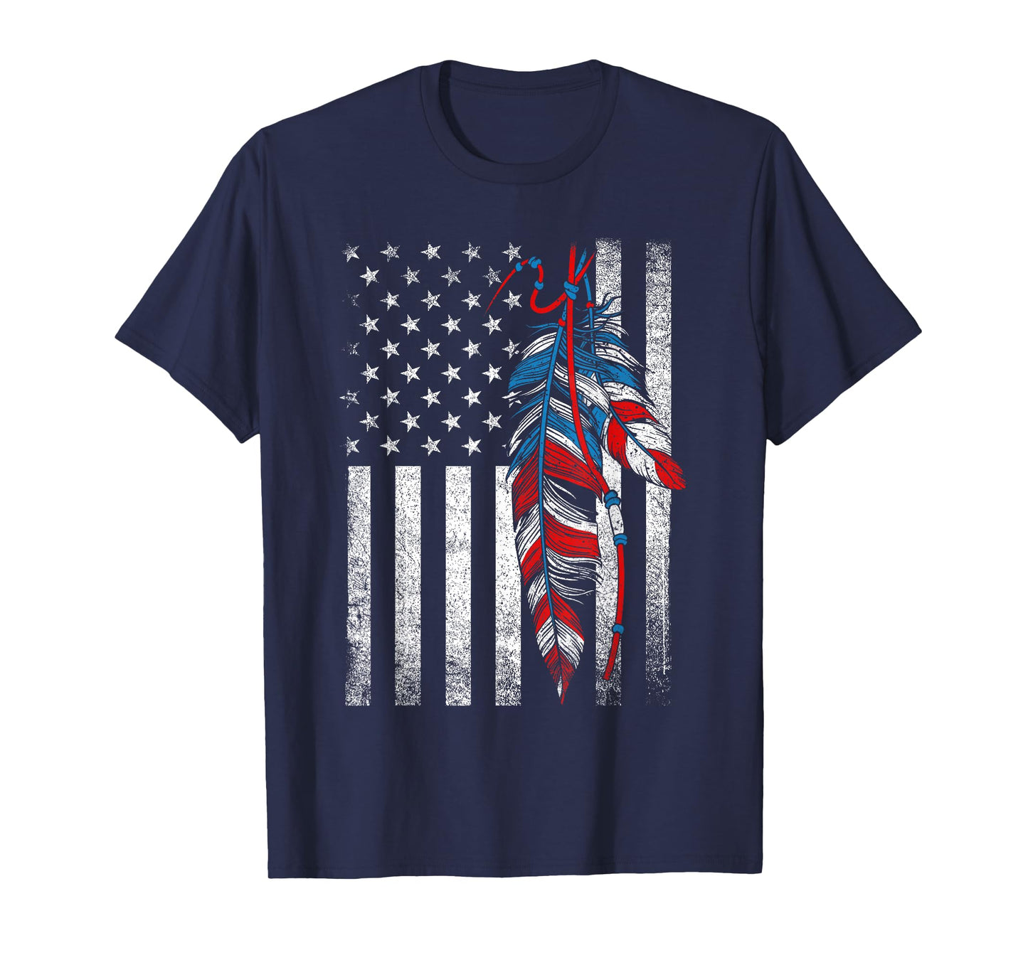 American Flag - Native Feather Pride Month Indigenous T-Shirt