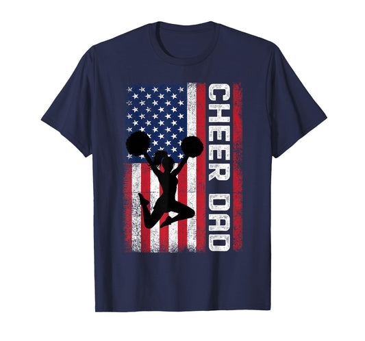 Cheer Dad American Flag Cheerleader Support T-Shirt