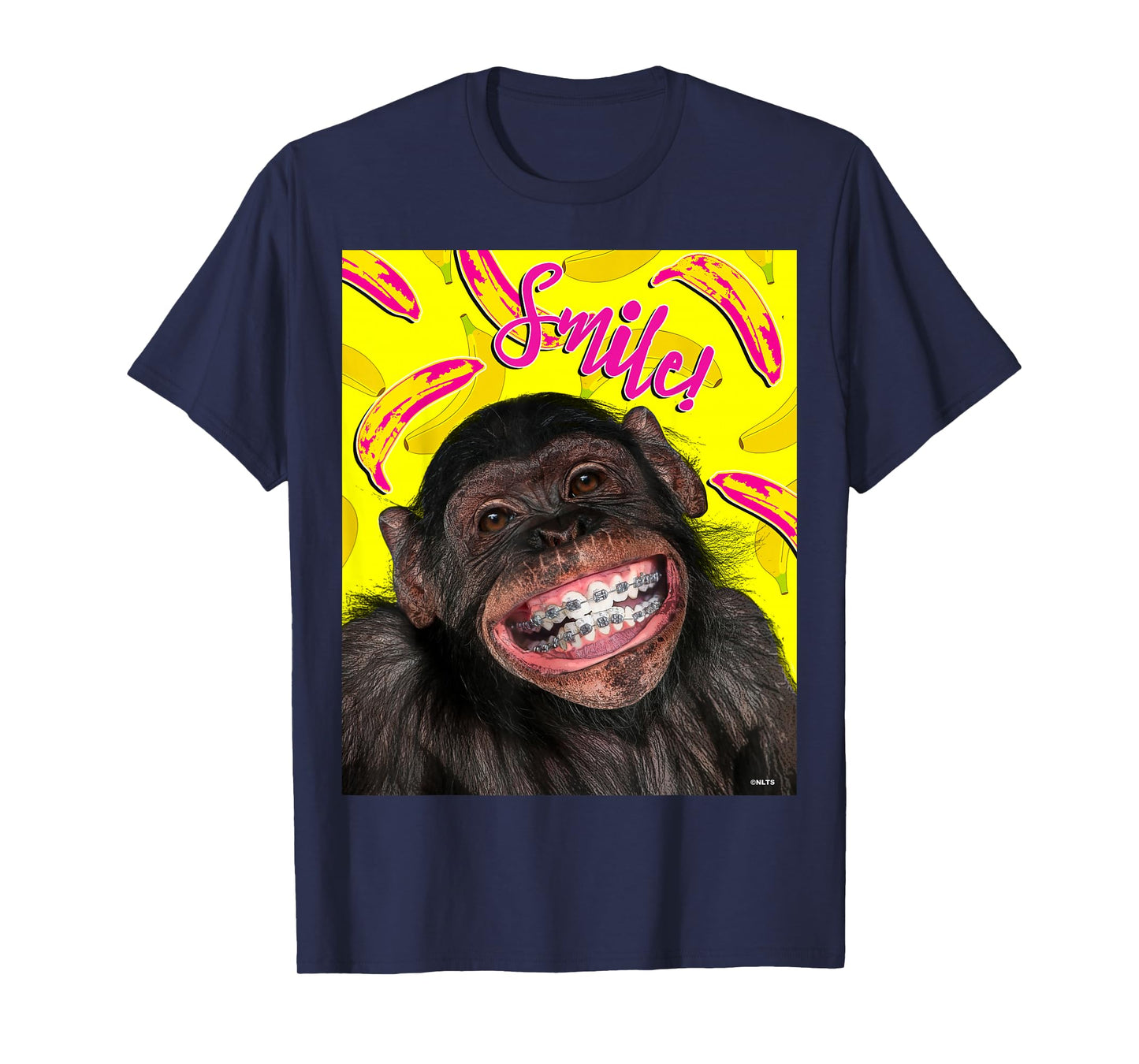 Smile! Smiling chimpanzee with braces Funny Humor T-Shirt