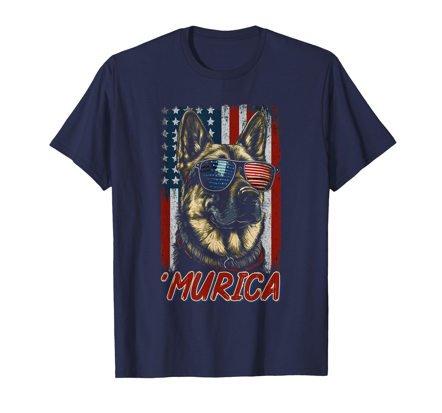 Murica Patriotic German Shepherd 4th of July Dog T-Shirt
