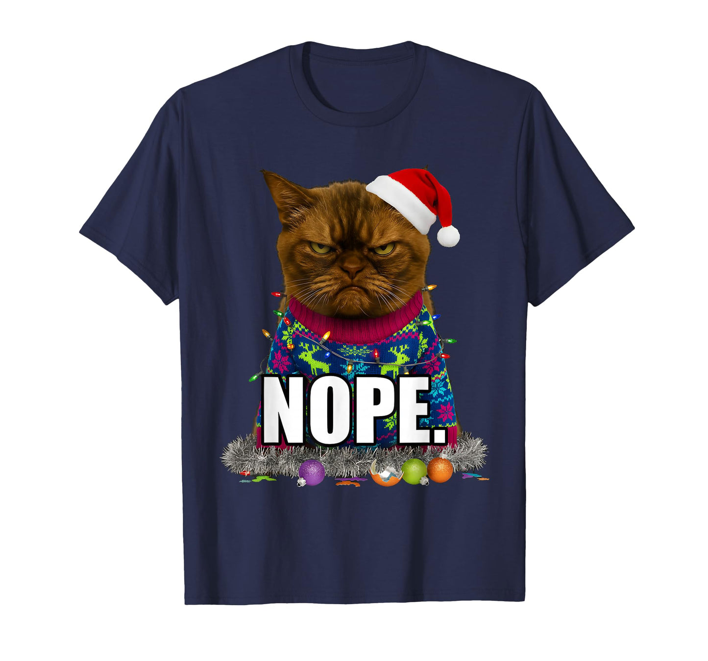 Ugly Christmas Cat Meme Grumpy Face Mood Disgusted T-Shirt