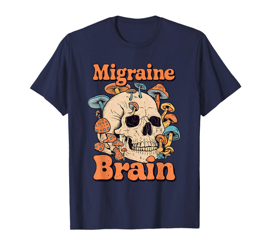 Chronic Migraine Awareness Month Brain Skull Purple Ribbon T-Shirt