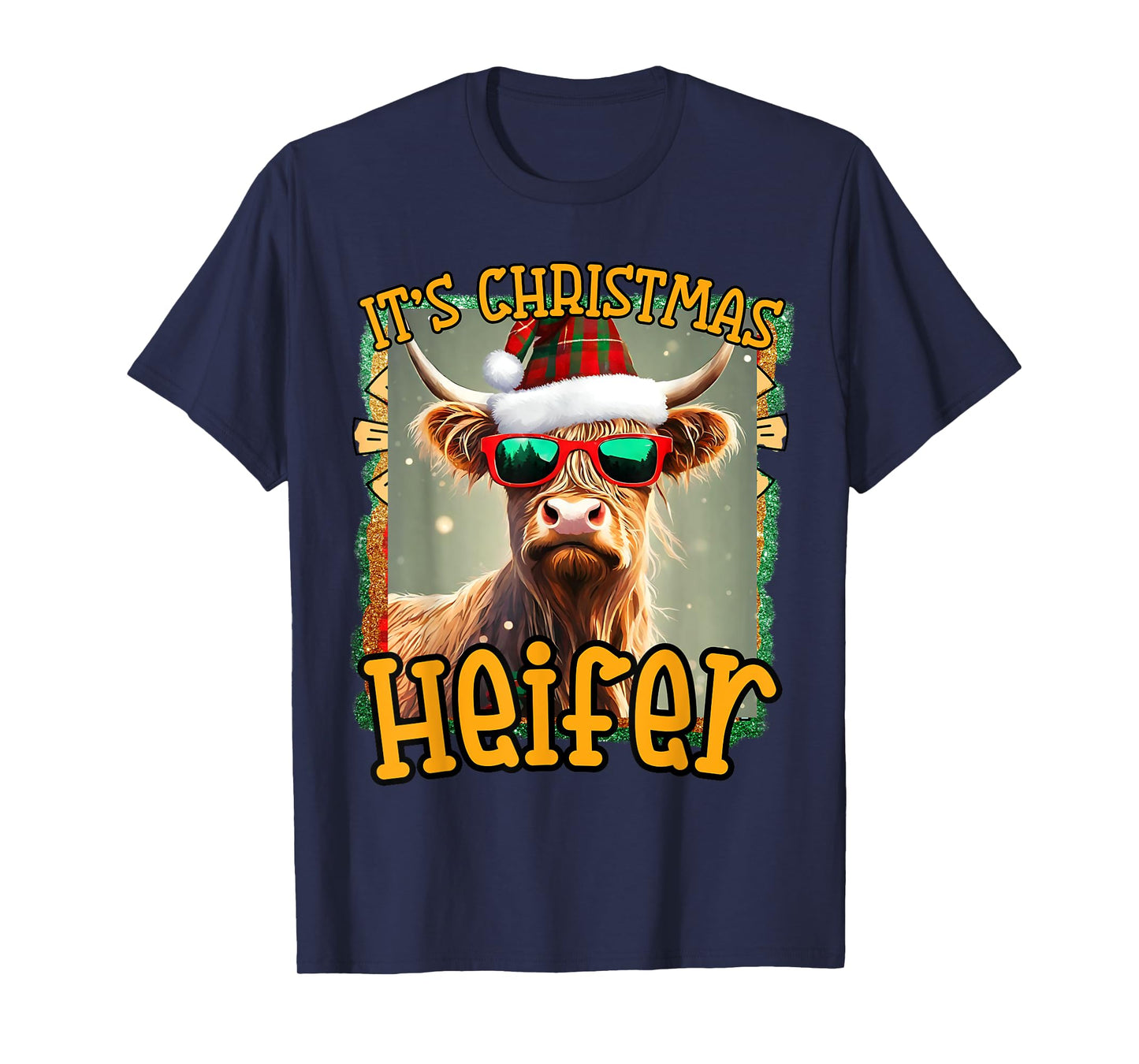cute Christmas funny women heifer cow highland hyland cows T-Shirt