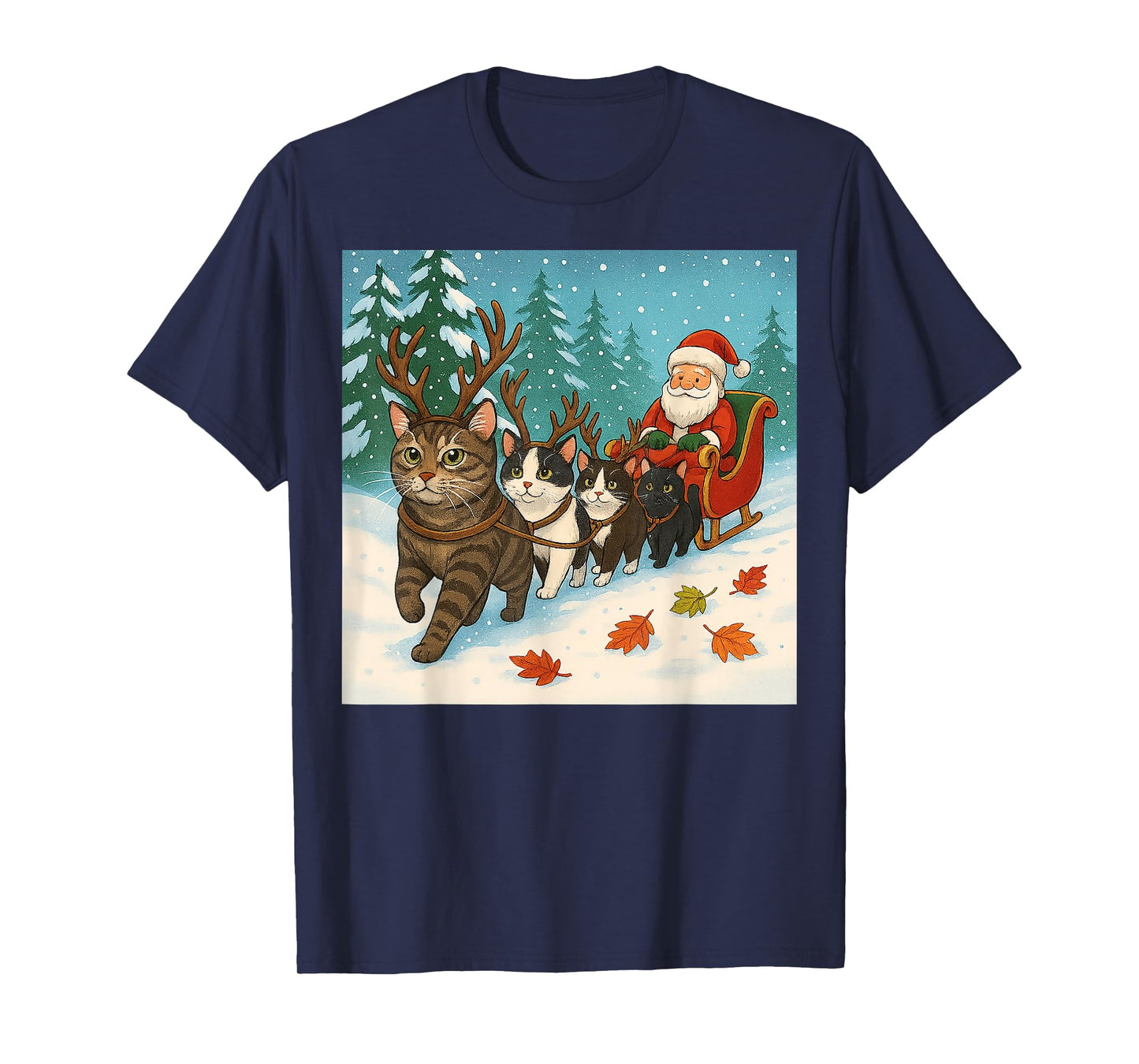 Funny Cat Reindeer Santa Christmas Design for Men Women Kid T-Shirt