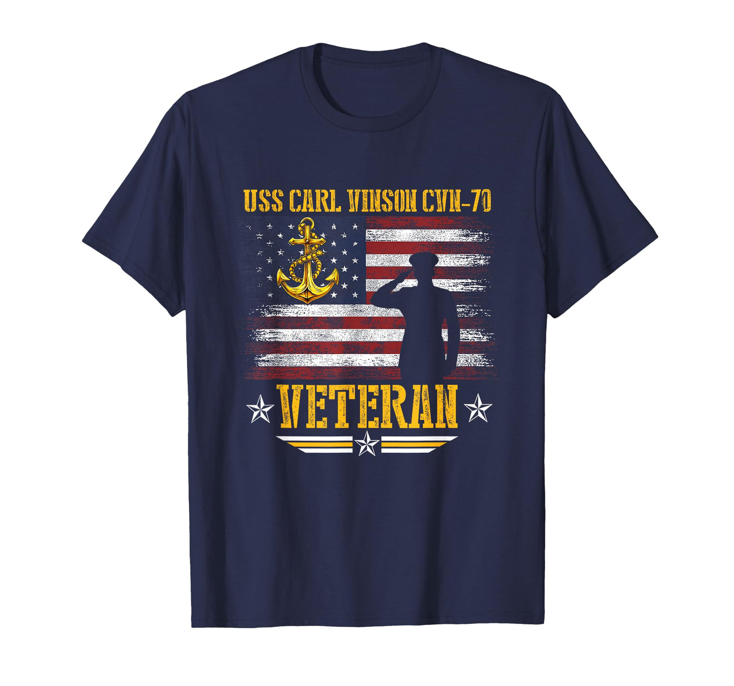 USS Carl Vinson CVN-70 Aircraft Carrier Veteran Flag Vintage T-Shirt