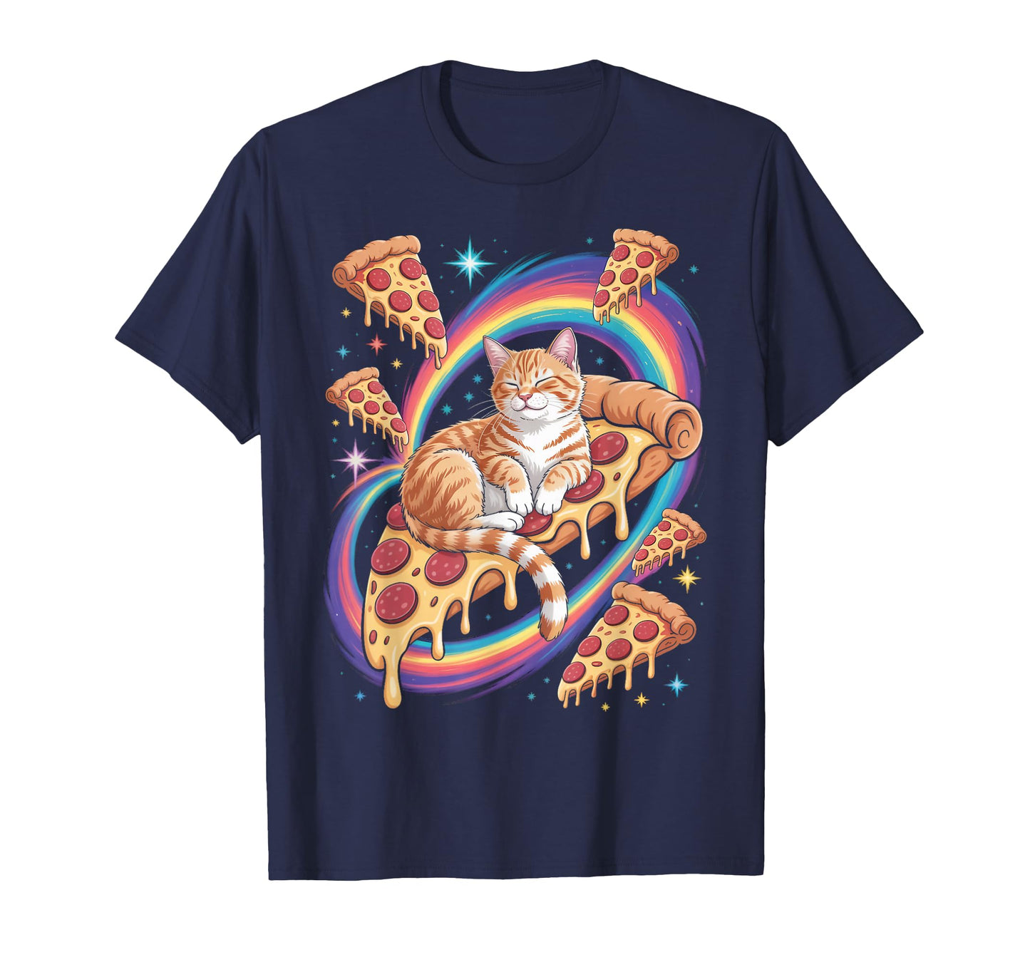 Kawaii Cat Space Planets Alien Pizza Space Cat Astronaut T-Shirt
