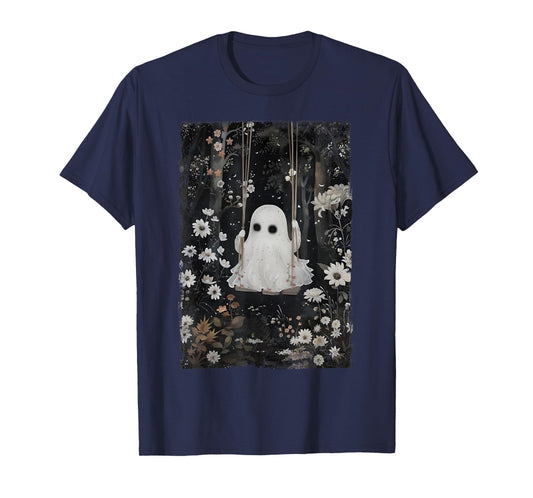 Cottagecore Ghost Swing Floral Aesthetic Halloween Spooky T-Shirt