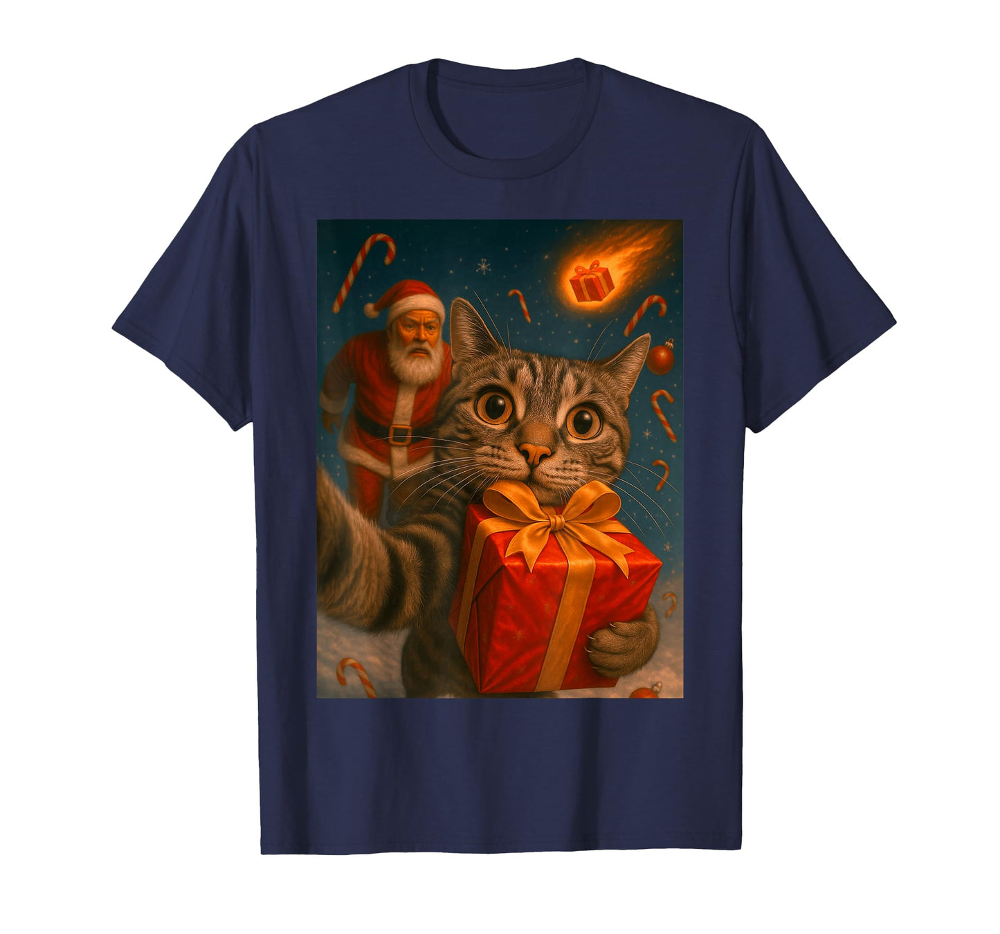 Christmas Cat Shirt - Funny Kitten & Santa T-Shirt