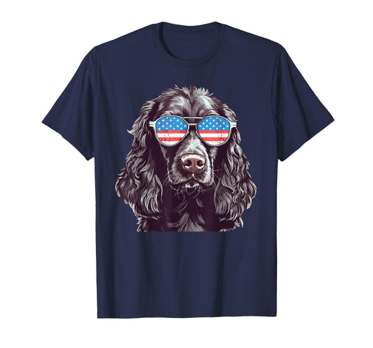 Boykin Spaniel USA American Flag Dog Sunglasses 4th of July T-Shirt