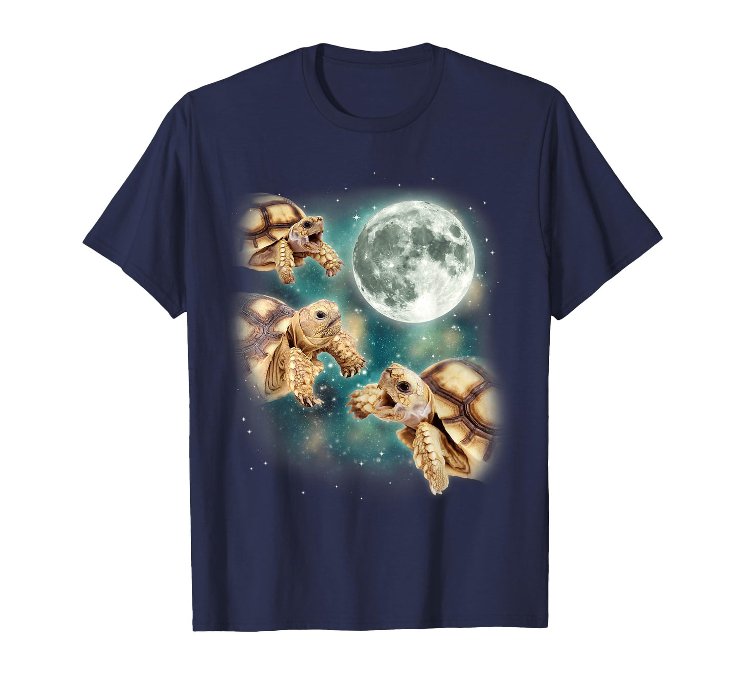 Three Tortoises Howl at Moon Wildlife Mountain Turtle Meme T-Shirt