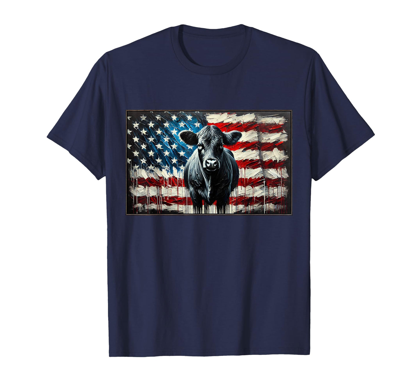 Angus Rancher USA American Flag Cow T-Shirt