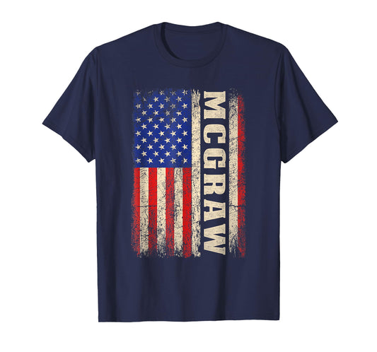 McGraw Last Name Shirt McGraw Name American Flag T-Shirt