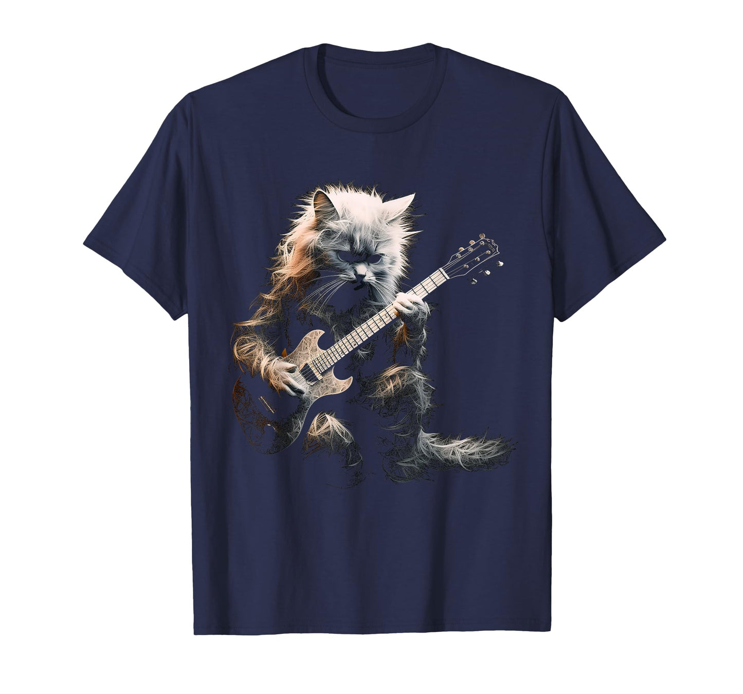 Funny Guitar Cat Rock Cat Playing Guitar T-Shirt