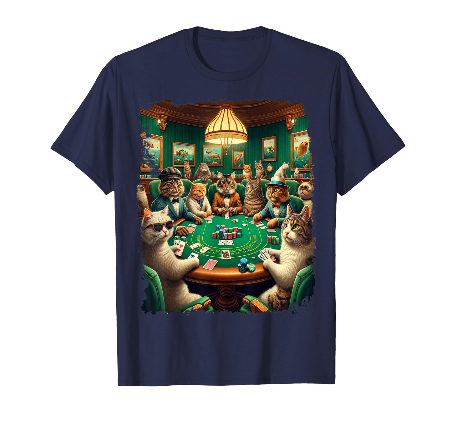 Playing Card Pop Art Gambling Cat Playing Poker Cards T-Shirt