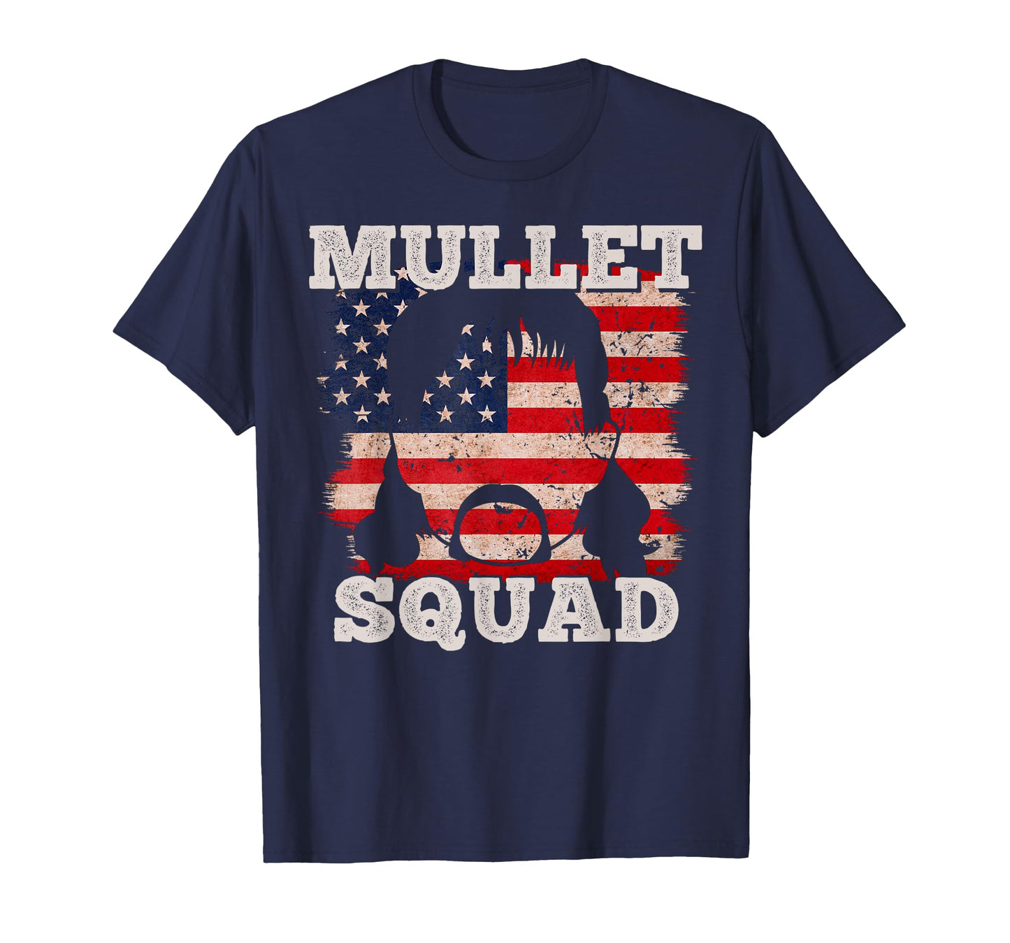 Mullet Shirts for Men Mullet Squad USA Vintage American Flag T-Shirt