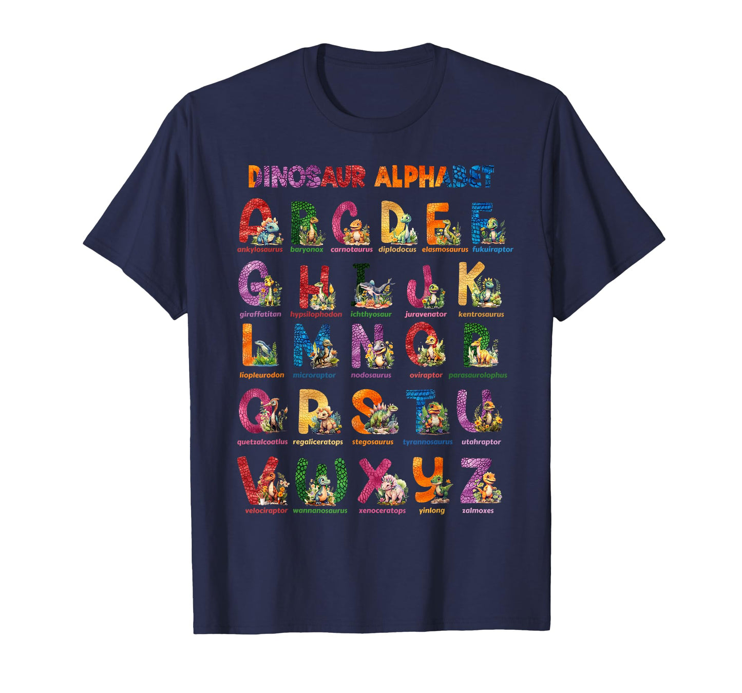 Cute Educational Dinosaur Alphabet ABC Baby Dino T-Shirt