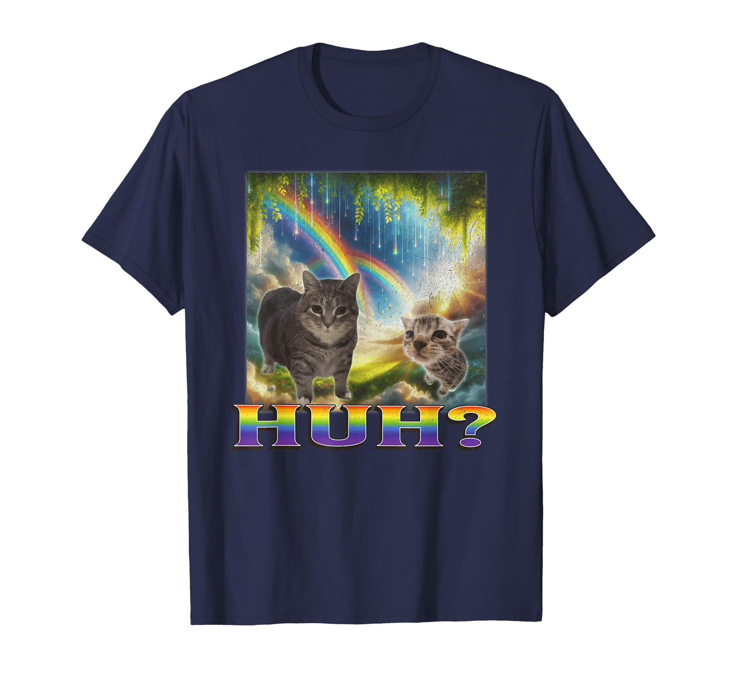 Huh? Funny Cat Meme Bootleg Graphic T-Shirt for Men Women