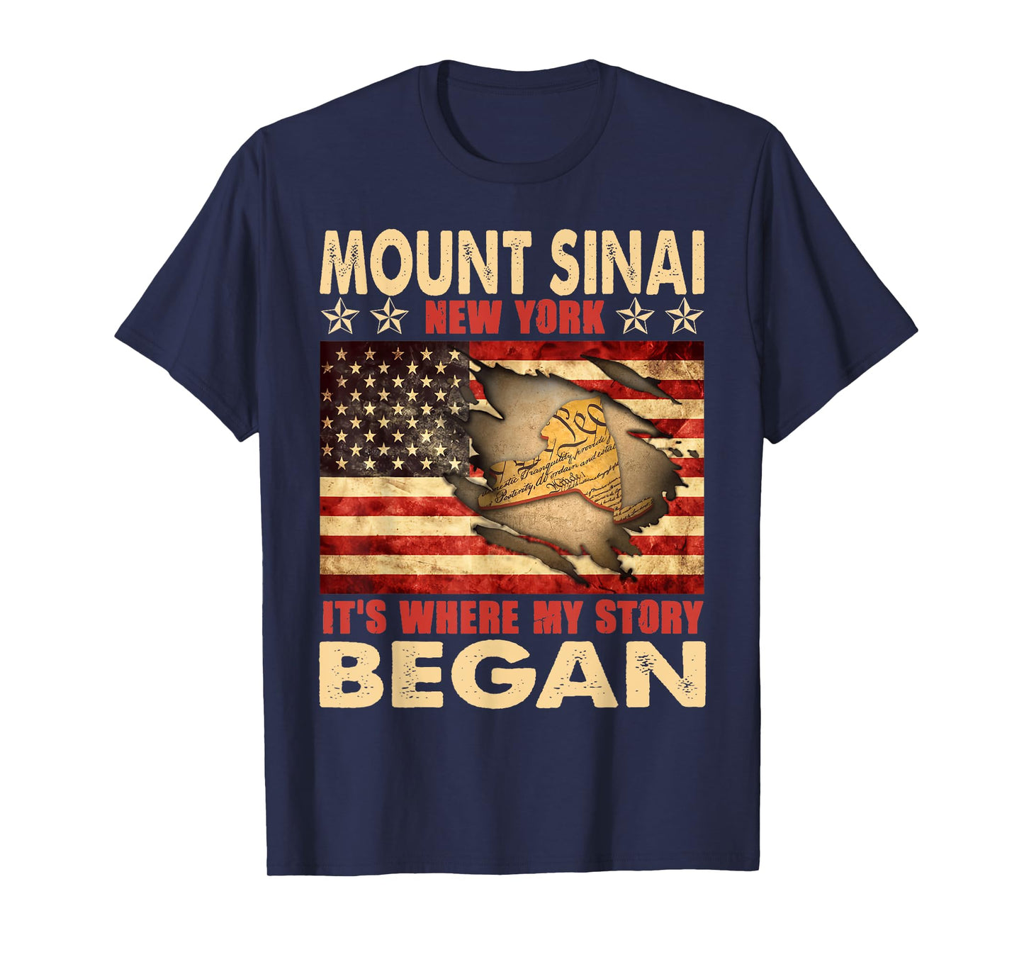 Mount Sinai New York USA Flag 4th Of July T-Shirt
